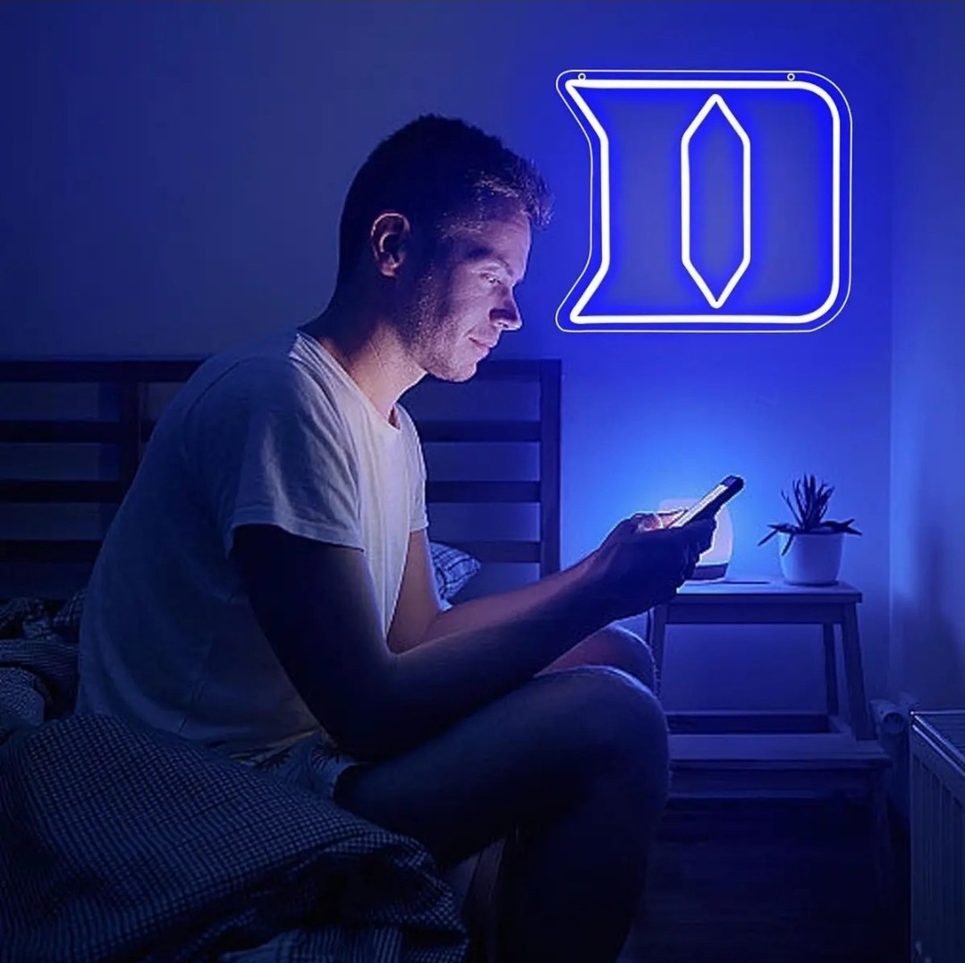 Vivid Bright Blue Duke Blue Devils Logo LED Light University Decor