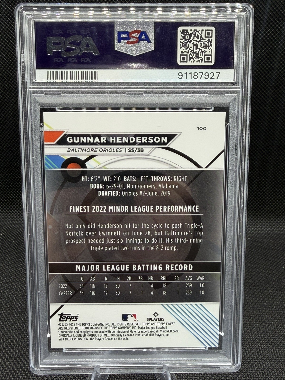 2023 Topps Finest Gunnar Henderson RC Green Lava /99 Baltimore Orioles ⚾️ PSA 10