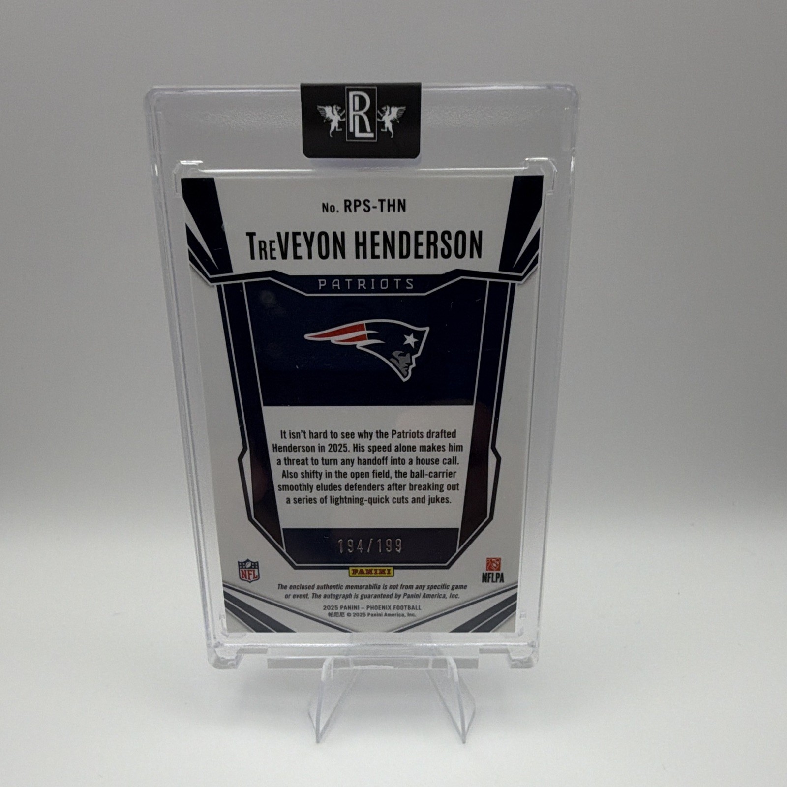 2025 Panini Phoenix – Rookie Patch Autographs TreVeyon Henderson #RPS-THN /199