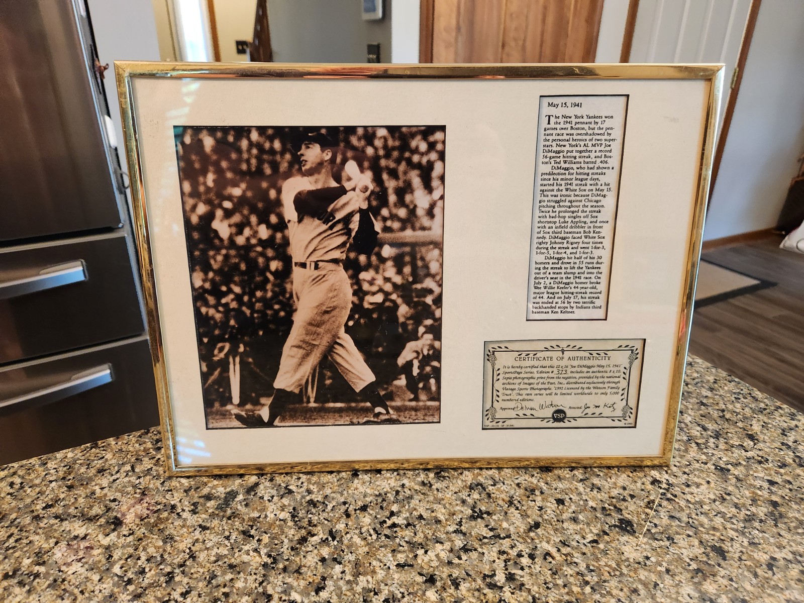 RARE ORIGINAL PRINT of Joe DiMaggio # 373 / 5000 signed by Delmar Watson w/COA