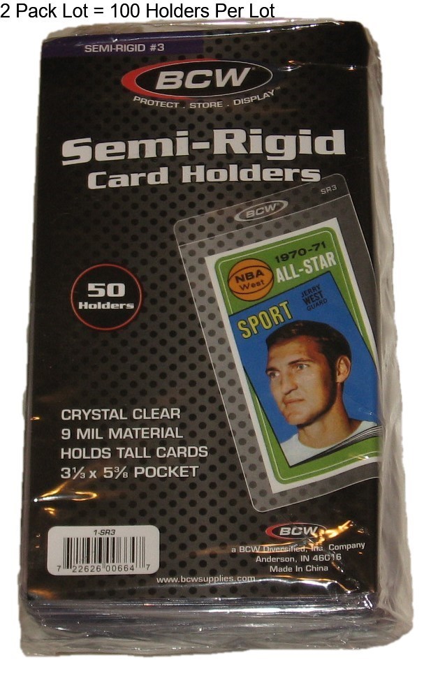 Lot of 100 BCW Semi Rigid Tall / Widevision /Gameday Trading Card Holders