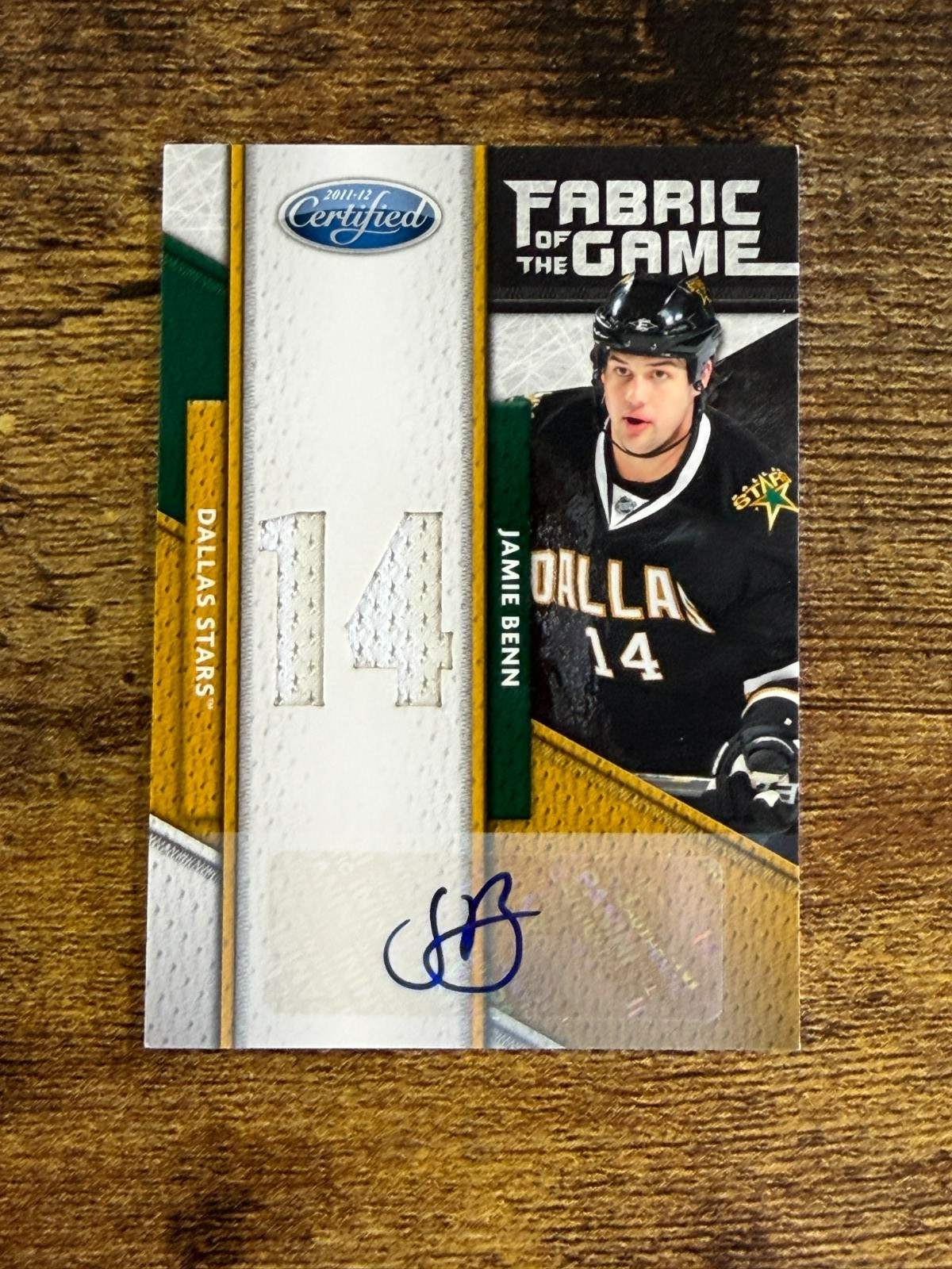 Jamie Benn 2011-12 Certified Fabric of the Game Patch Auto /25 – Game Used/Worn