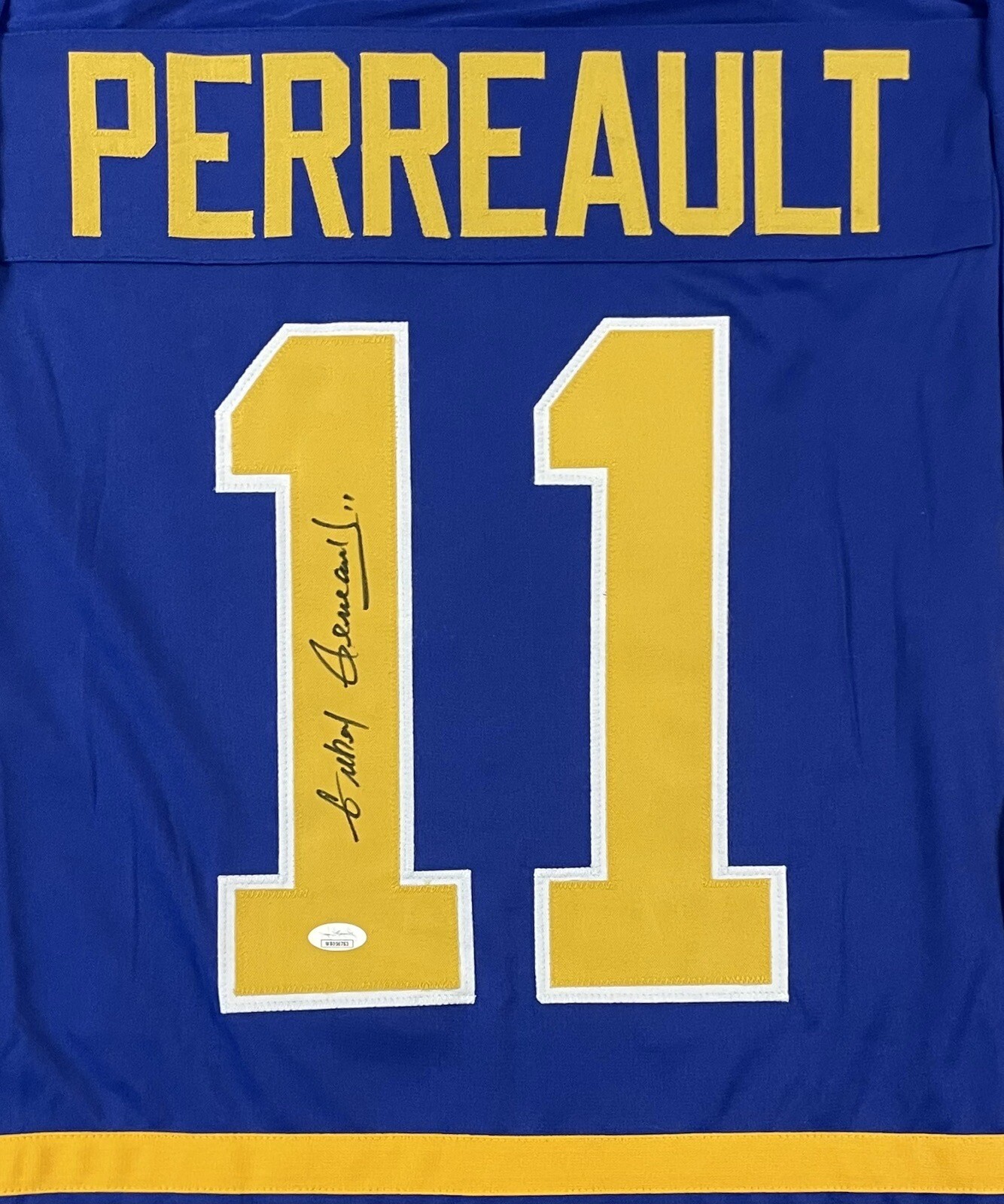 Gilbert Perreault Blue Buffalo Sabres #11 HOF 90 Signed Custom XL Jersey JSA
