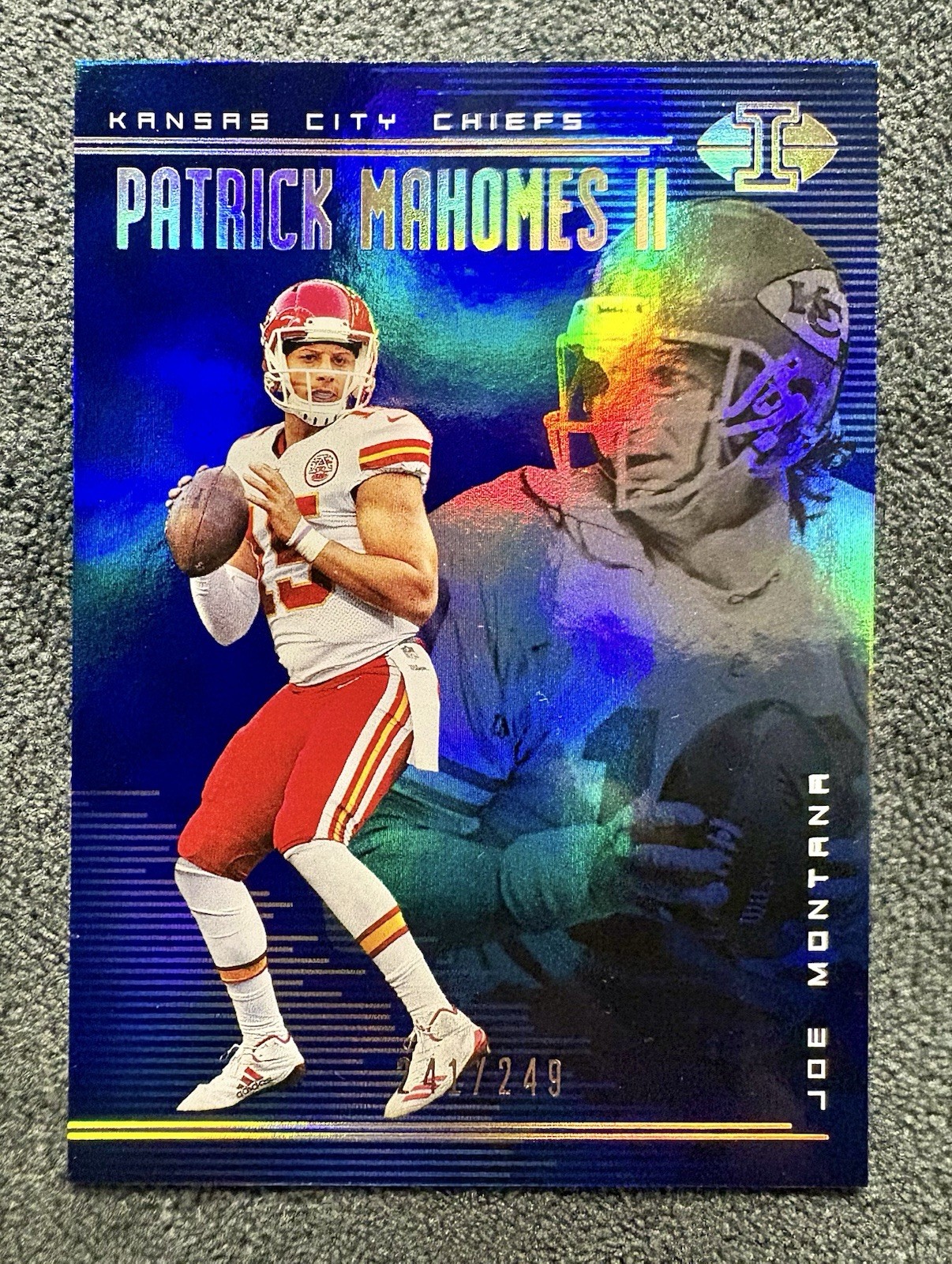2018 Panini Illusions – Joe Montana Patrick Mahomes II #45 Blue /249