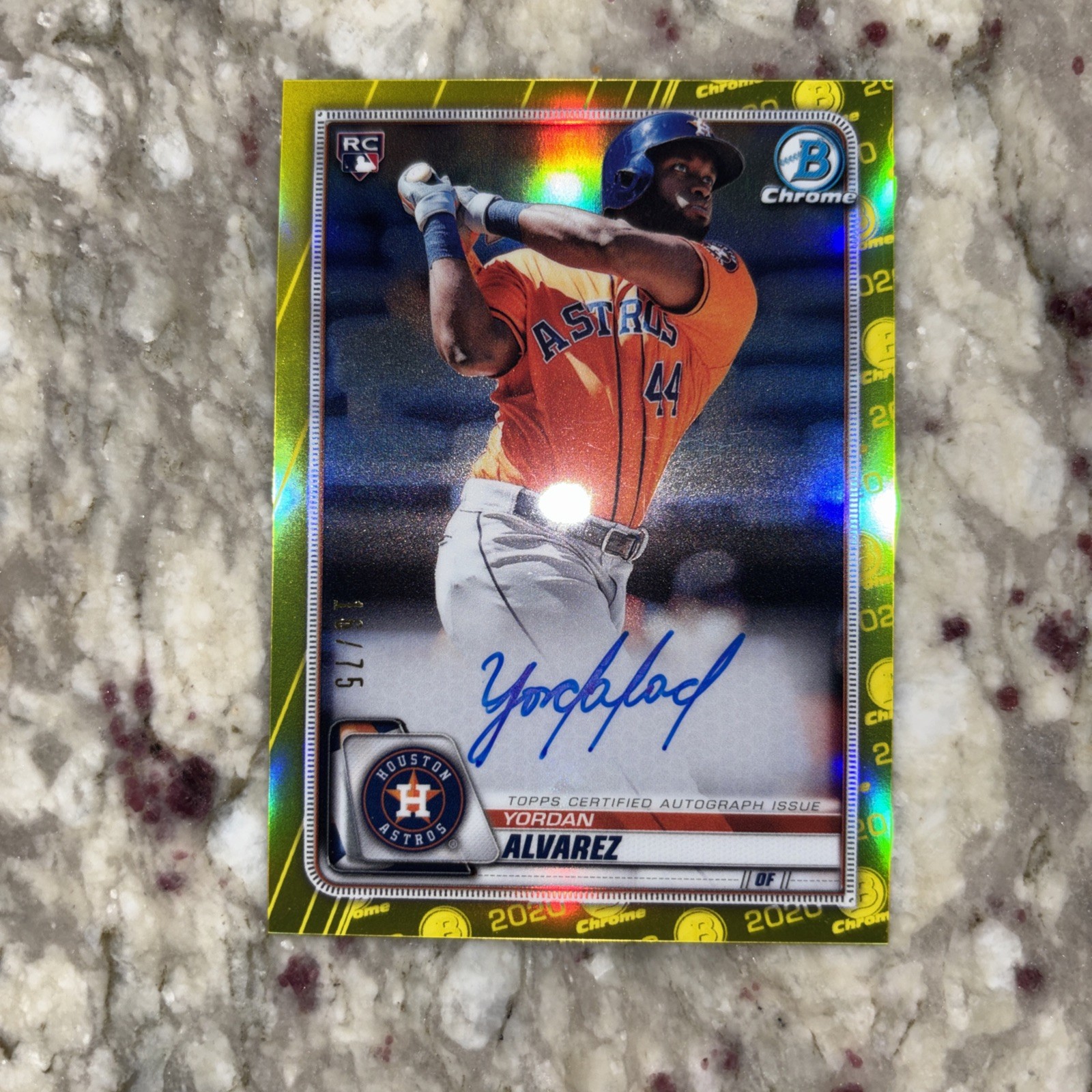 2020 Bowman Chrome Draft Yordan Alvarez Yellow Ref AUTO RC/75 MINT💎 Grade It!🔥