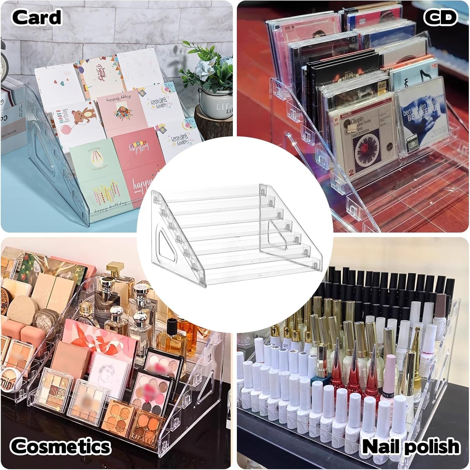 2 Pack 7 Tier Acrylic Card Display Stand, 7-tiers Versatile Display for Tradi…