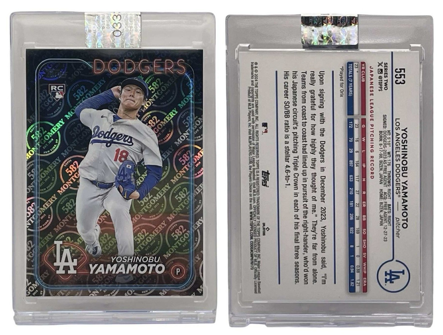 2024 Topps 582 Montgomery Club Exclusive Foil #553 Yoshinobu Yamamoto Rookie RC