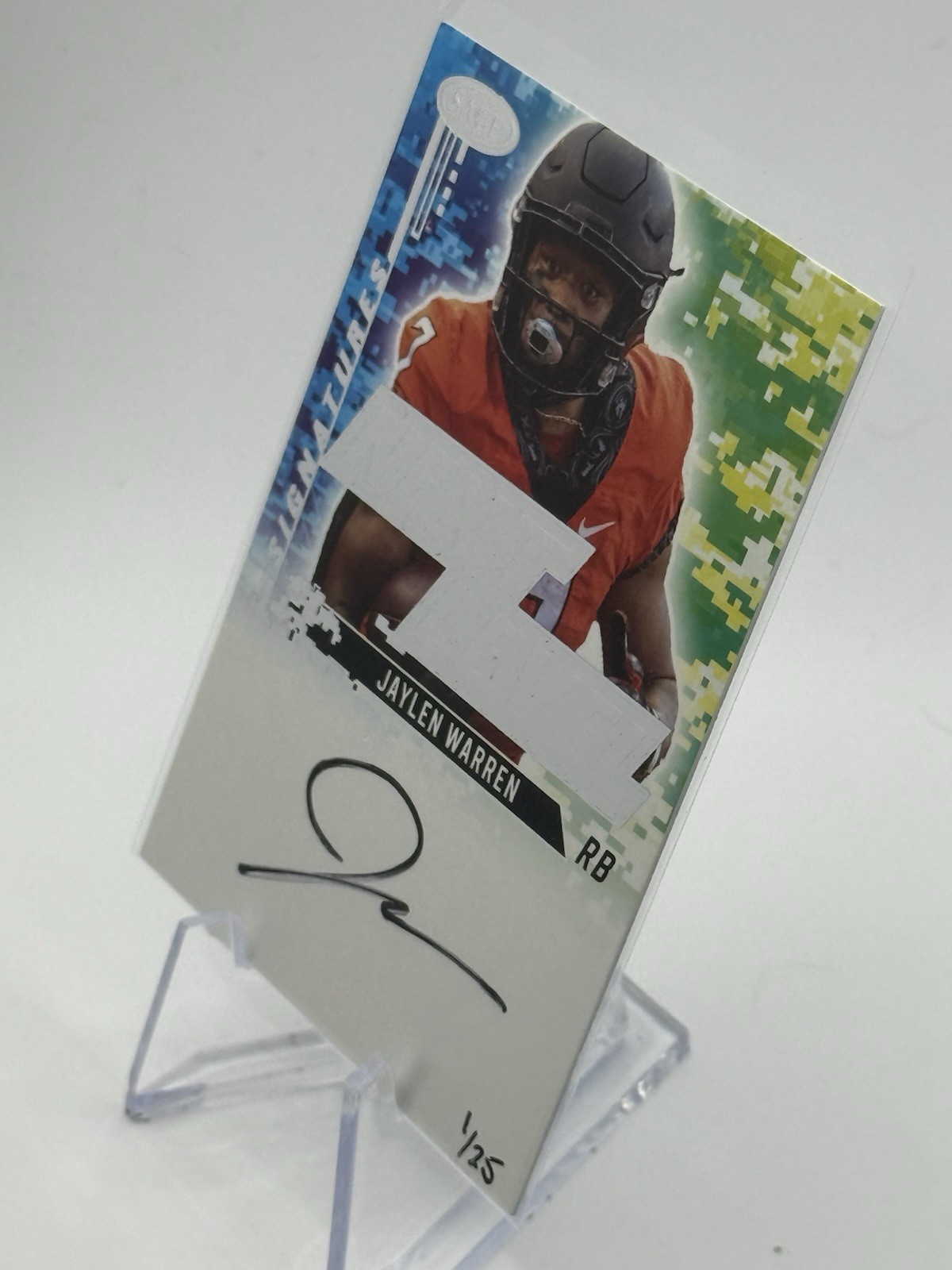 2022 SAGE – Jaylen Warren Next Level Signatures Silver 1/25 #NLS-JW2 *BOOKEND*