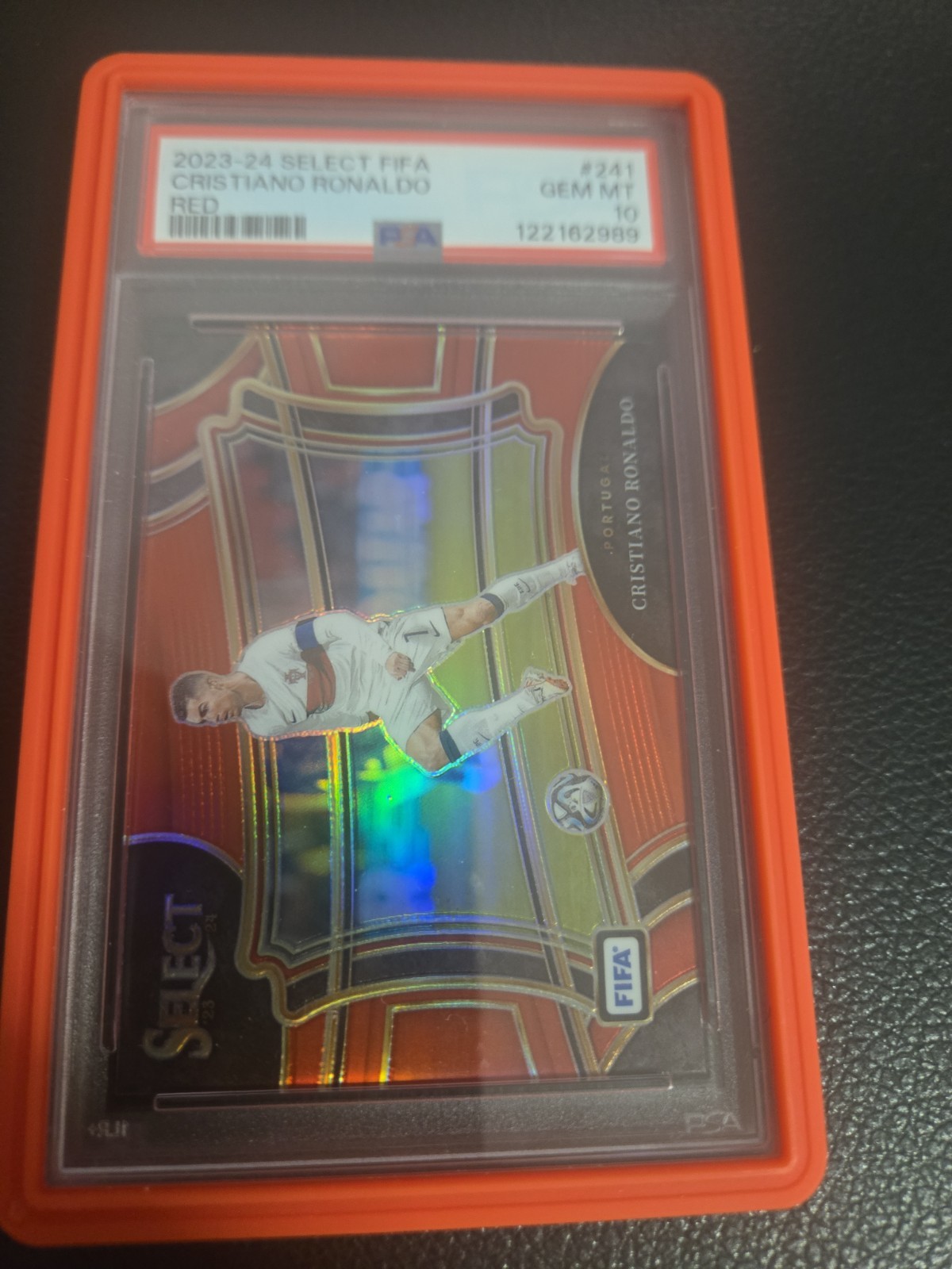 2023-24 Panini Select FIFA – Field Level Cristiano Ronaldo #241 Red Prizm PSA 10