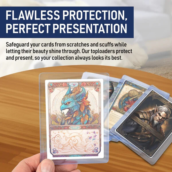 100 Premium 75PT Top Loaders for Cards Hard Card Sleeves Baseball Card Protector
