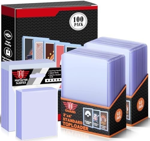 Trading Card Sleeves Hard Plastic Clear Case Holder 300 Baseball Cards Topload