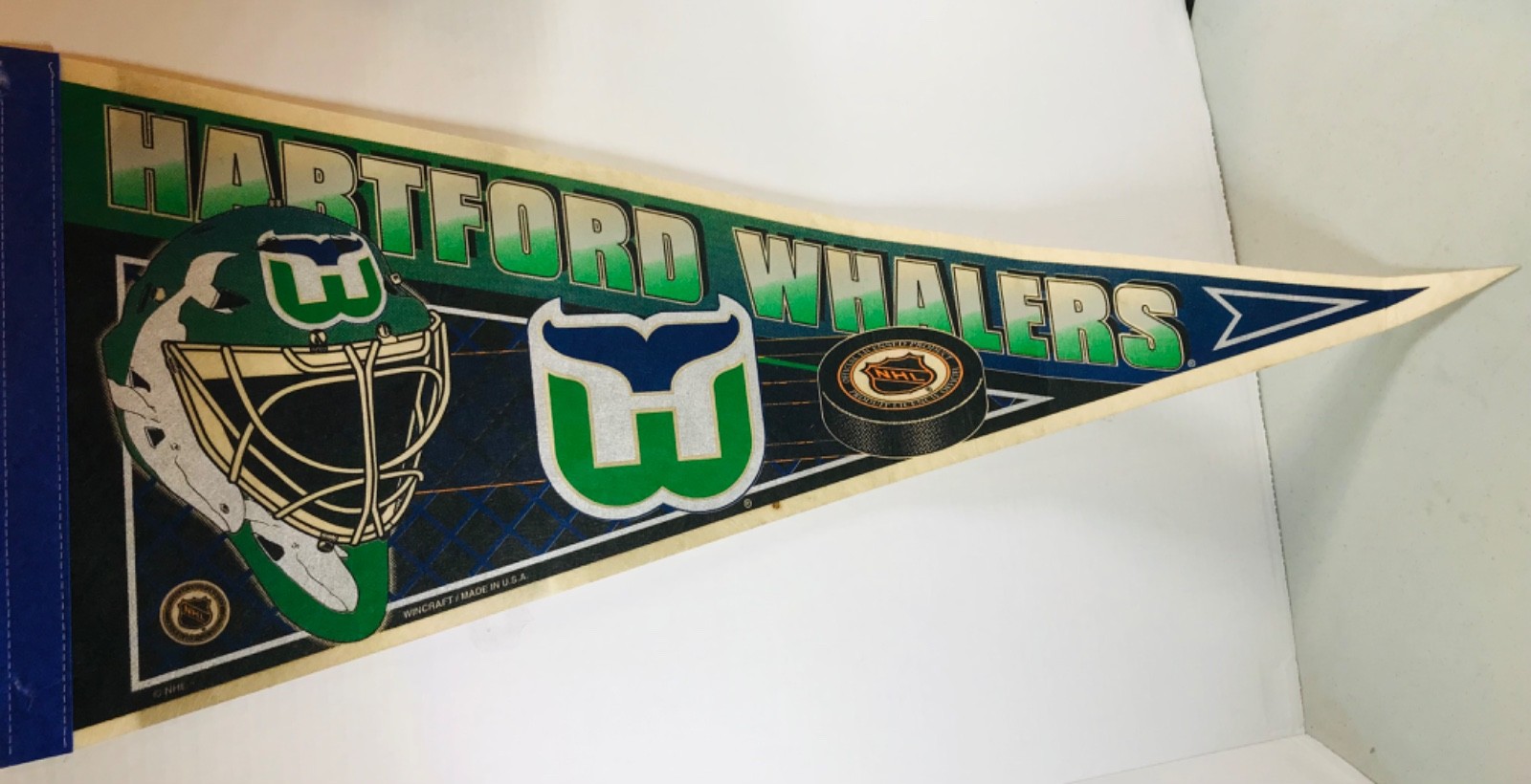 1980’s Hartford Whalers pennant Vintage Original NHL Defunct 12 by 30 Inches