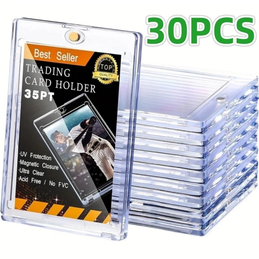 30-200PCS Magnetic Trading Sports Card Holders 35pt One-Touch Hard UV Protector