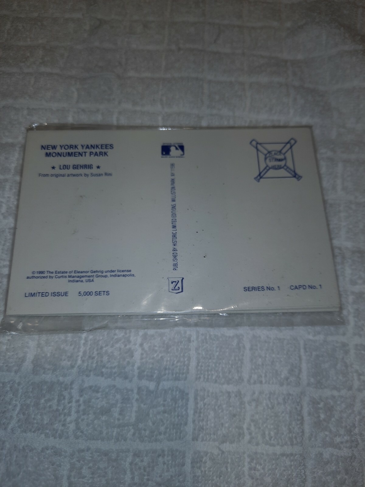 Set of 12 1990 Postcards NY Yankees Monument Park 5000 made Susan Rini sealed