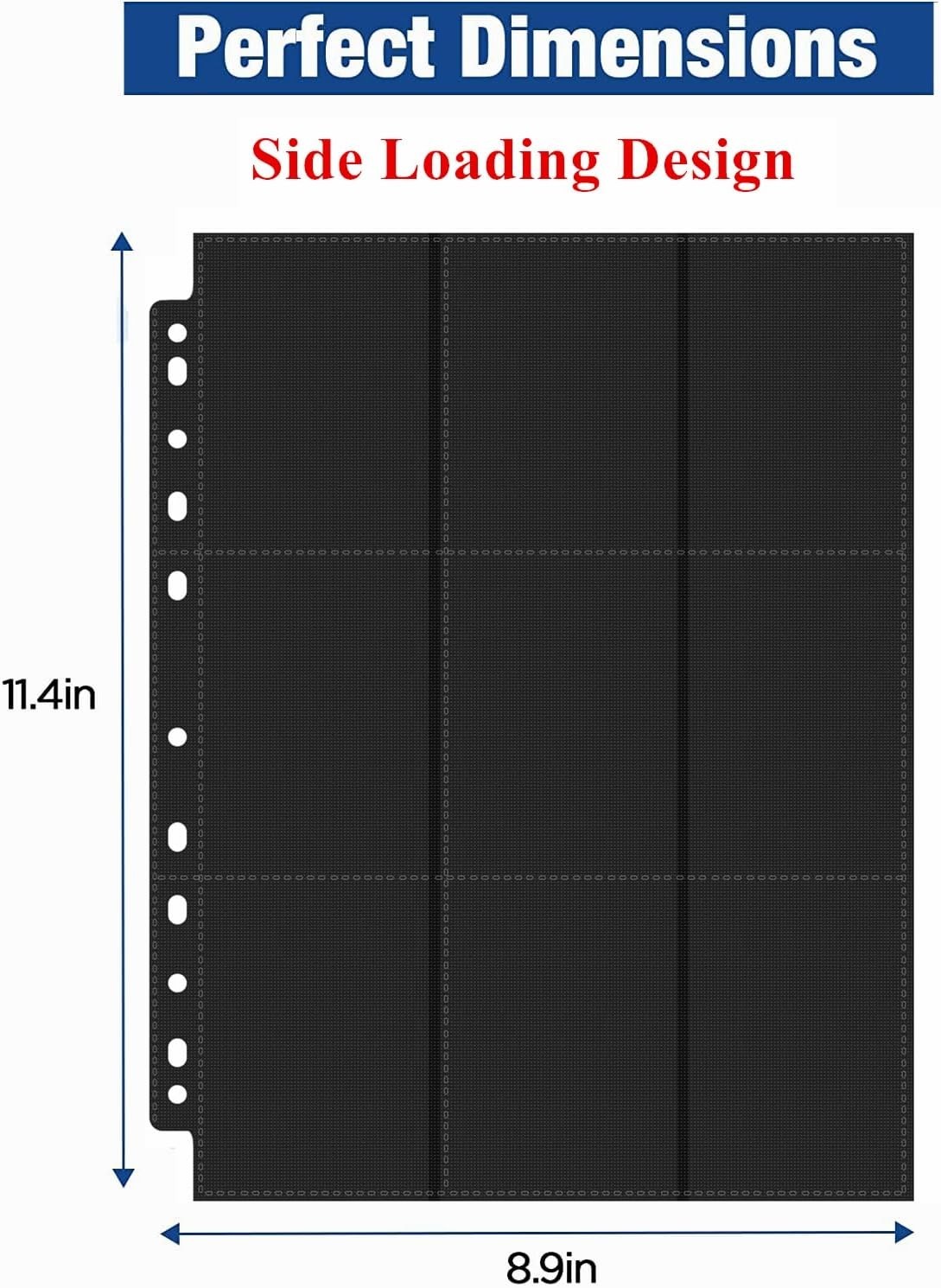 1800 Pockets Trading Card Sleeves Pages, Double-Sided Card Sleeves Binder Sheet