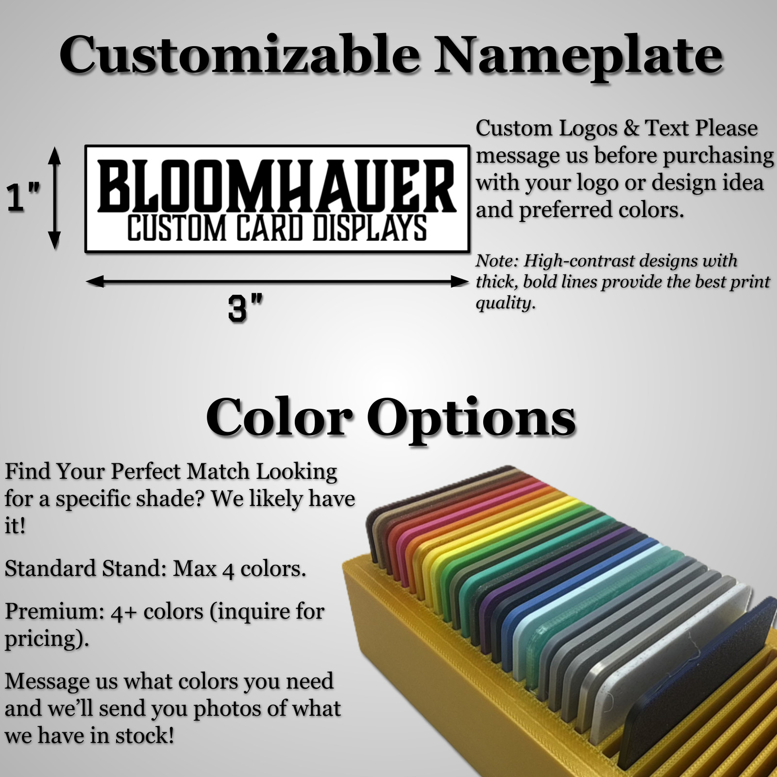 Custom Made Card Display Stands! Can Hold All Types Of Cards! Custom Logo Design