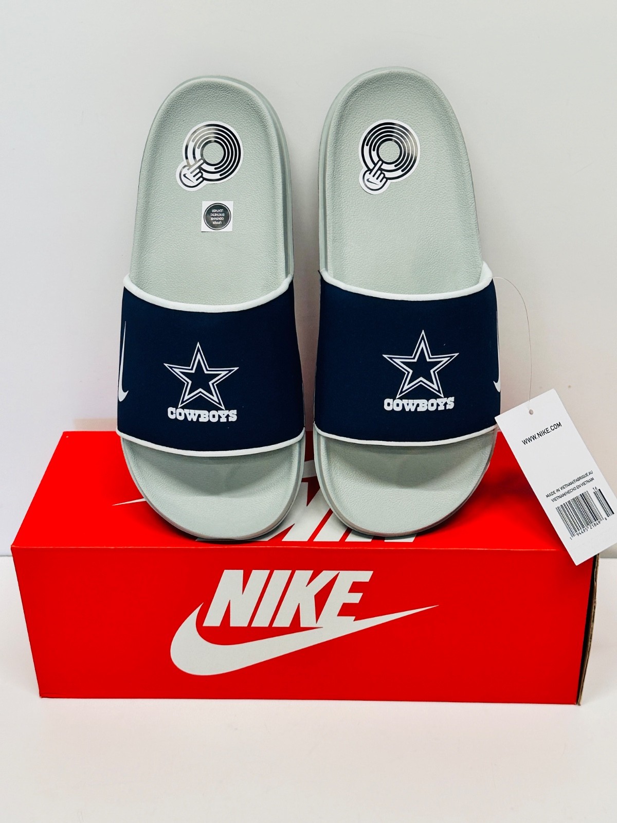 Nike Dallas Cowboys Grey/Navy Blue OffCourt Slides Sandals Men’s Size 9 NEW