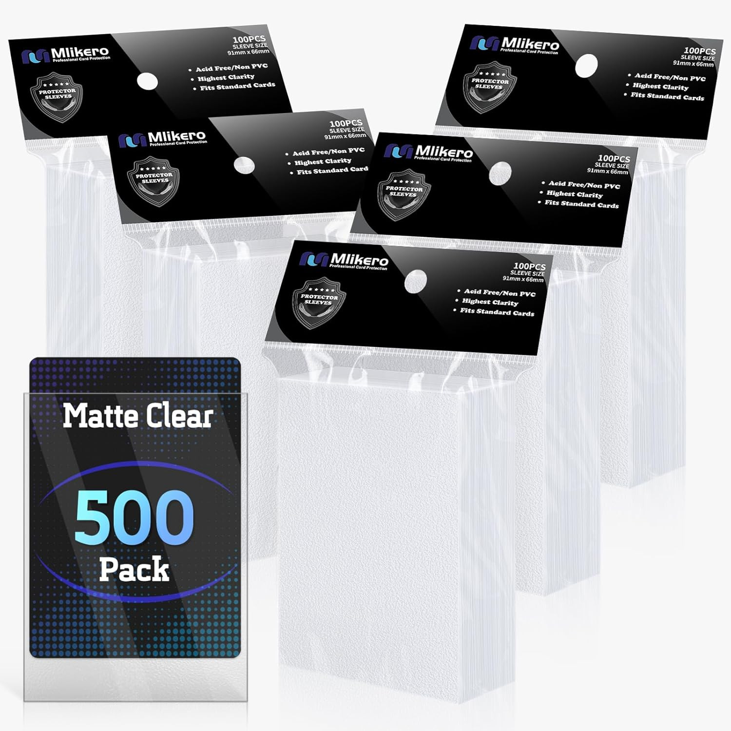500 Count Card Sleeves – Matte Clear Trading Card Sleeves, Polypropylene (PP), F