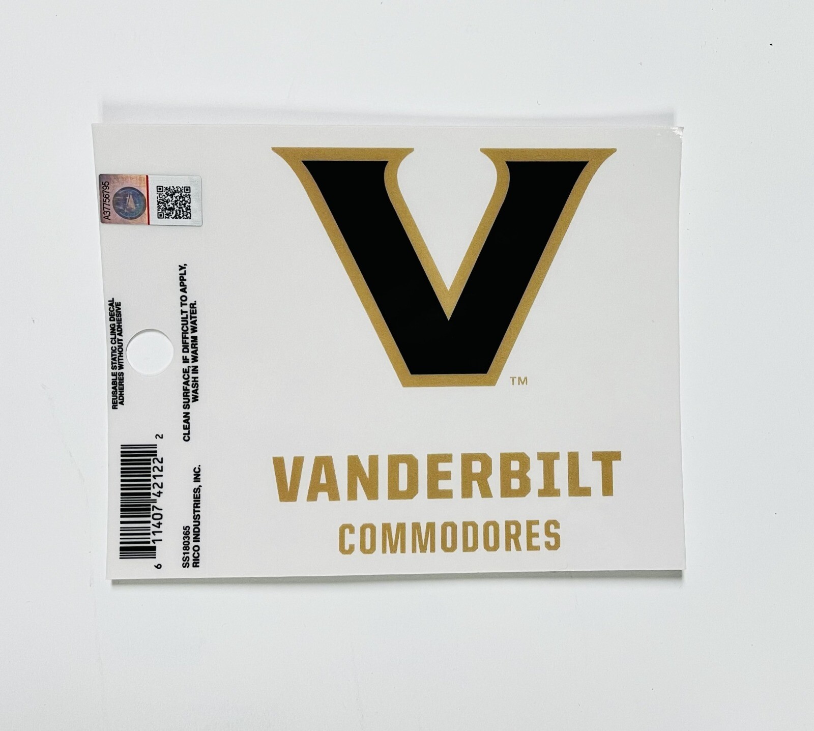 Vanderbilt Commodores Static Cling Sticker NEW!! Window or Car! NCAA 3×4 Inches