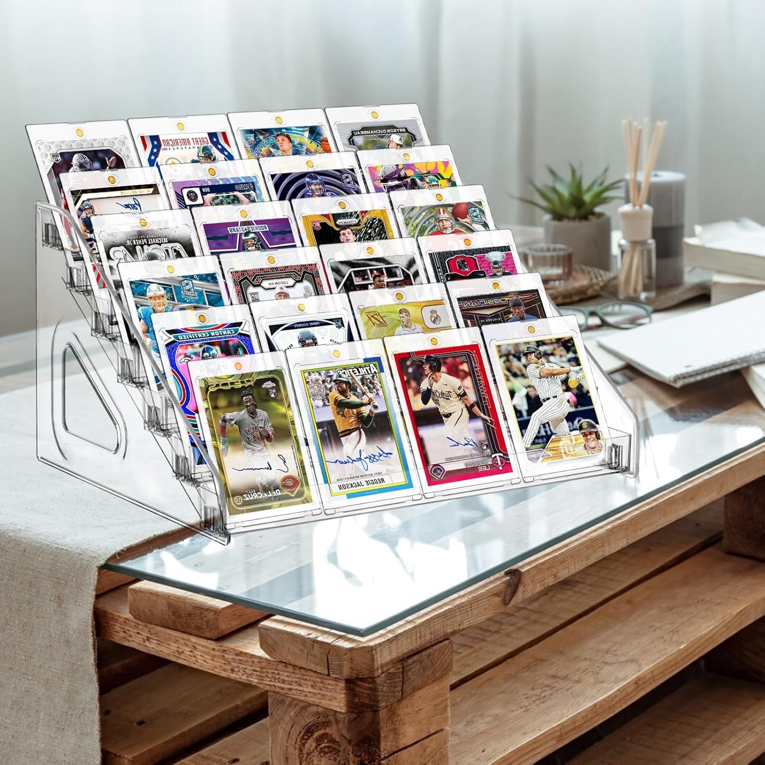 2 Pack 7 Tier Acrylic Card Display Stand, 7-tiers Versatile Display for Tradi…
