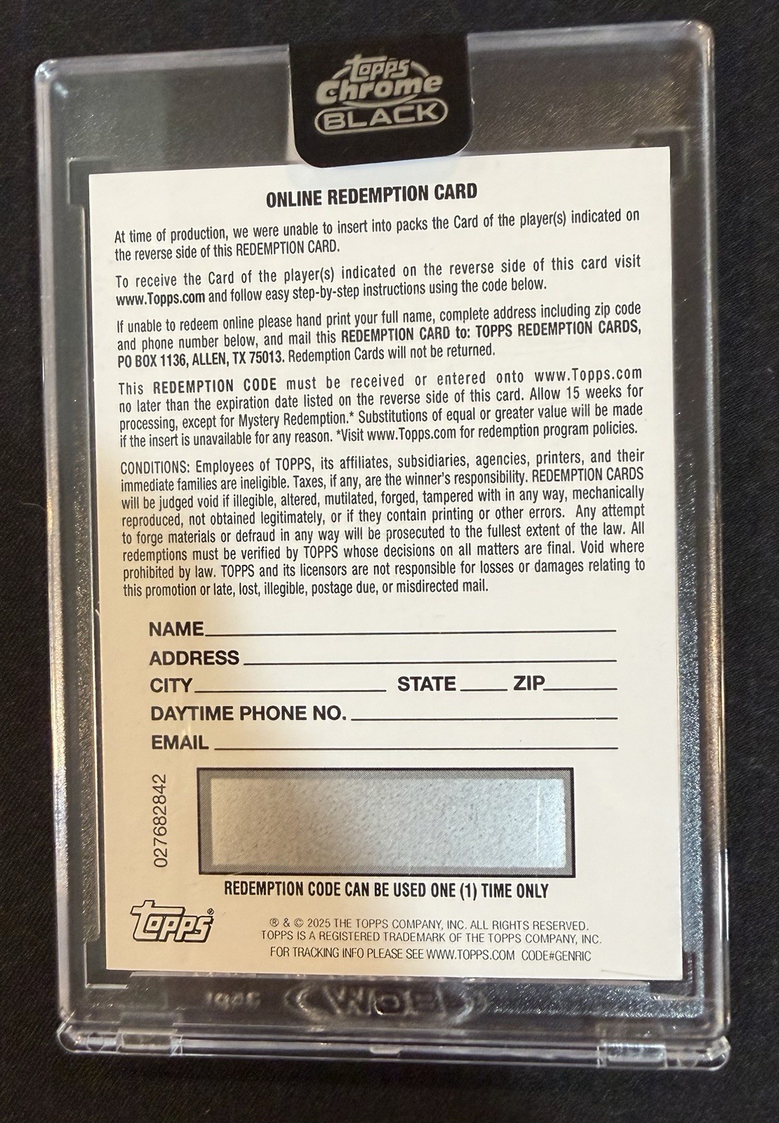 2026 Topps Chrome Black Kazuma Okamoto Autograph Base Redemption Rookie RC