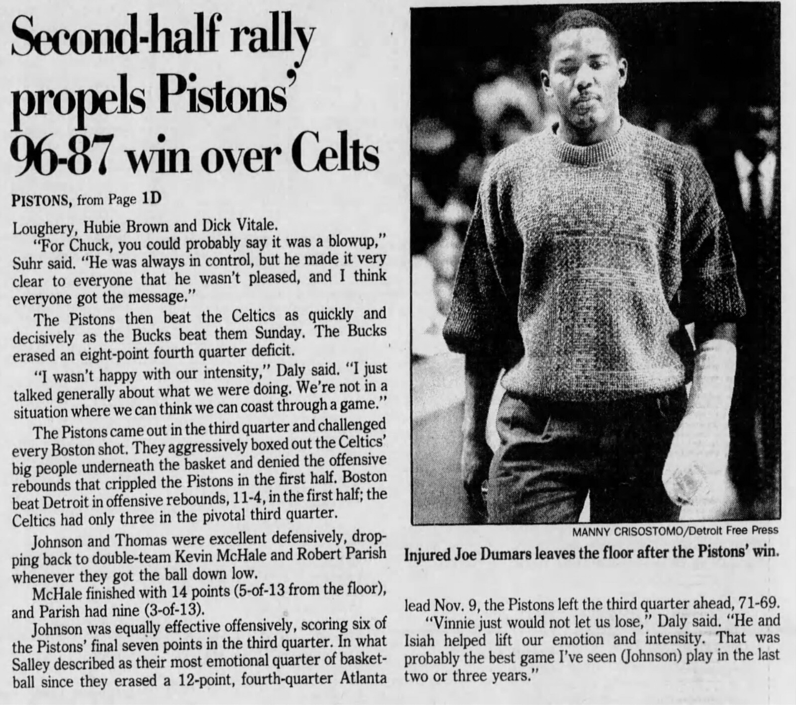 Isiah Thomas 16pt 10ast 1-16-1989 Ticket Stub Celtics Pistons Kevin McHale 18rb