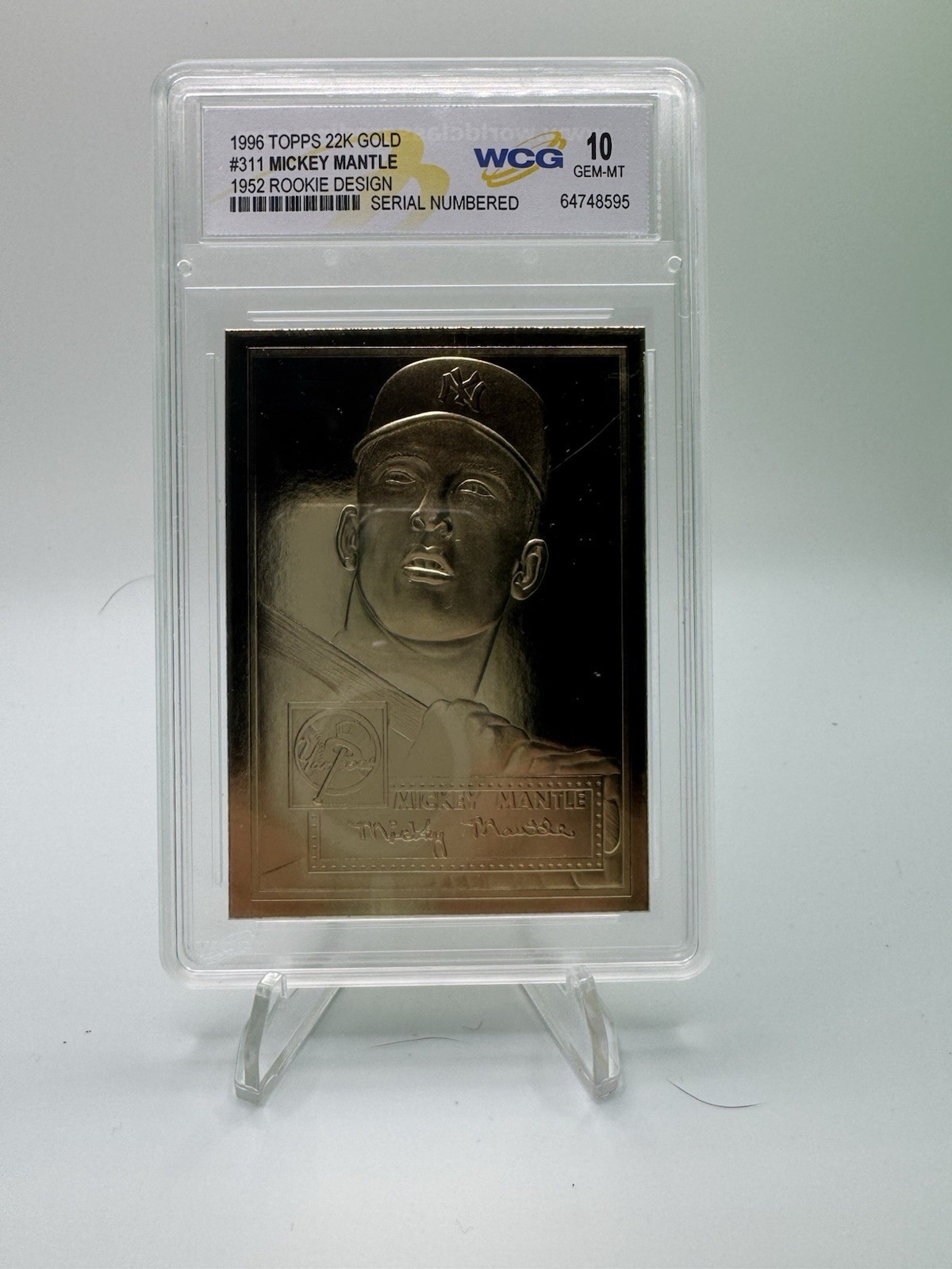 Topps 1996 22K Gold 1952 Rookie Design #311 Mickey Mantle Yankees Serial # WCG
