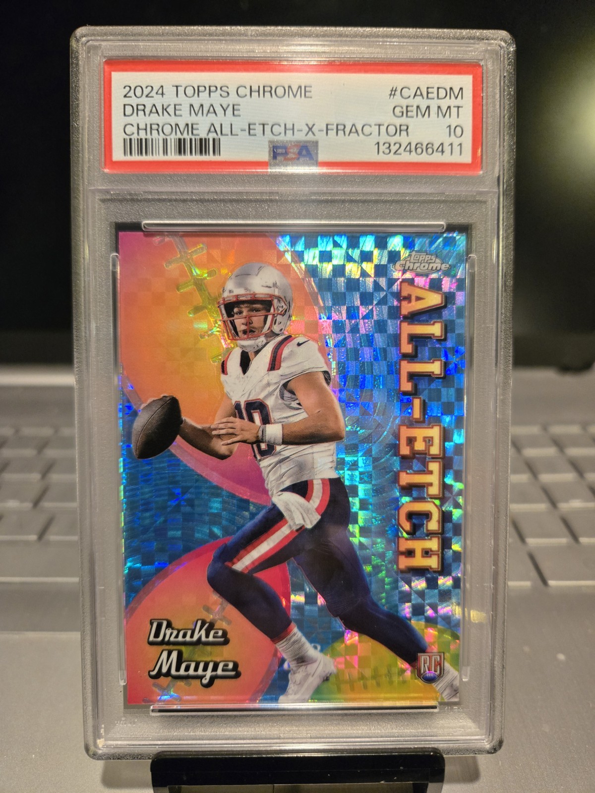 2024 Topps Chrome Drake Maye Chrome ALL-ETCH-X-FRACTOR #CAEDM Gem Mt. 10 “TB-10.