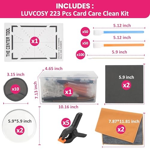 223 Pcs Trading Card Care Cleaning Kit, Sports Card Care Flattening Kit with