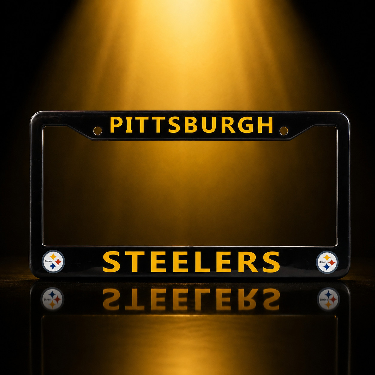 Pittsburgh Steelers License Plate Frame Cover – Black – EliteAuto3K