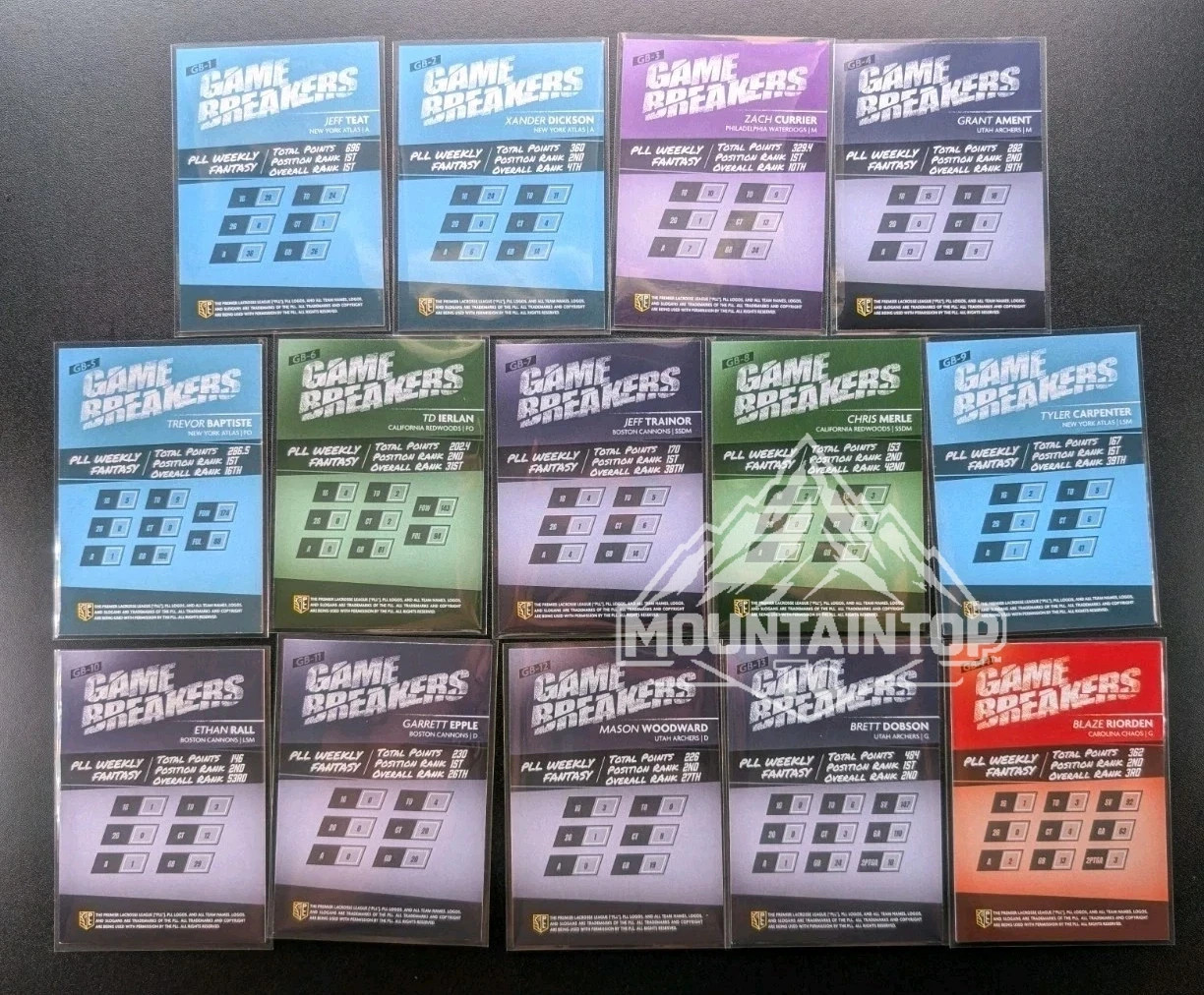 2025 PLL Fieldside GAME BREAKERS (14) Card Complete Premier Lacrosse League Set