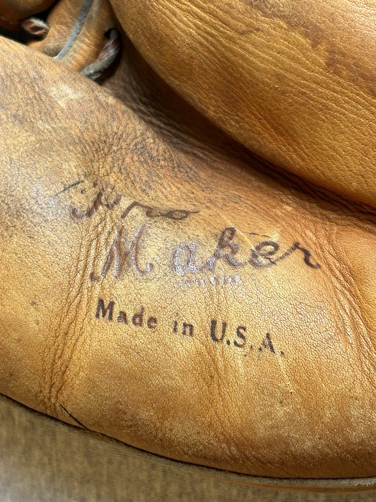 Vintage Baseball Catcher Glove Mitt Denkert M229 HAL SMITH Pro Maker Hinge Pad