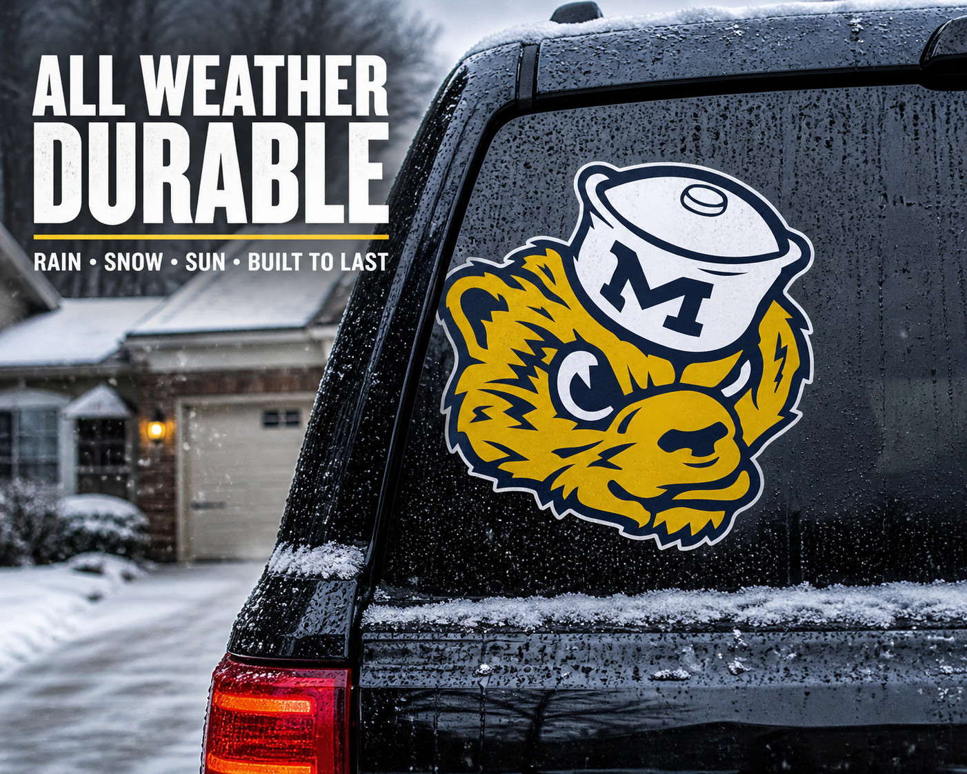 Michigan Wolverines Logo Laminated Vinyl Decal Sticker All Weather Safe