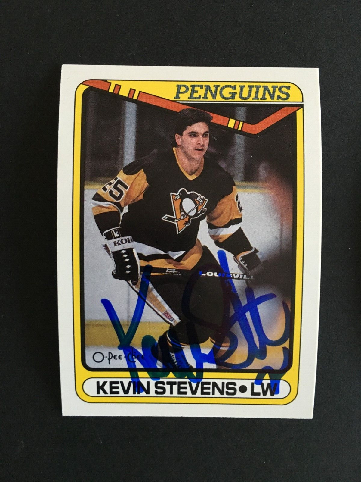 1990-91 O-PEE-CHEE #360 KEVIN STEVENS AUTOGRAPHED ROOKIE CARD