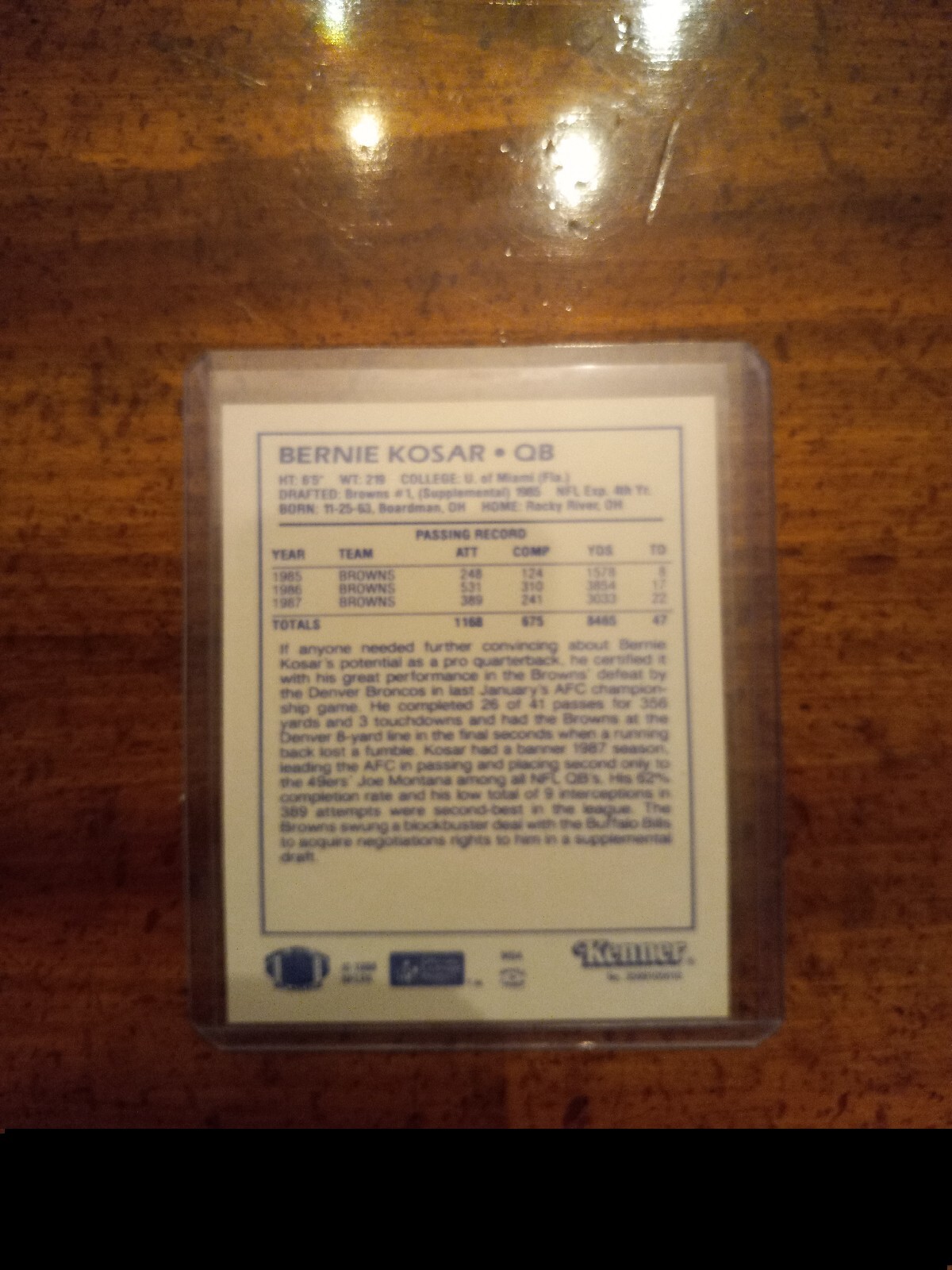 1988 Bernie Kosar Starting Lineup Figure and Card Super Nice Loose See Pics