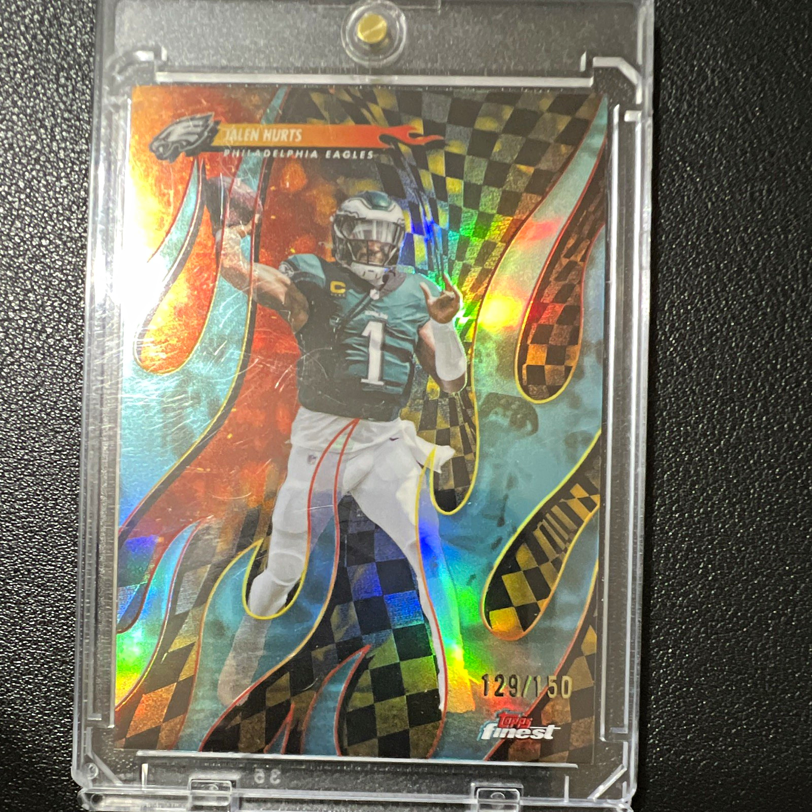 Topps 2025 Finest Jalen Hurts Eagles Torchers T-26 Sky Blue Refractor 129/150