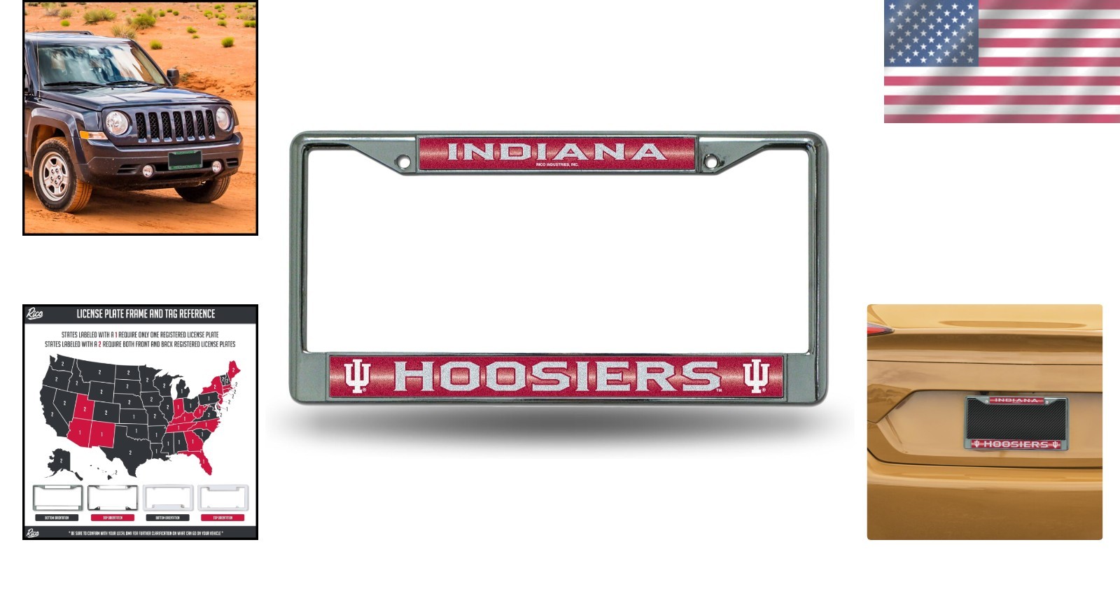 Indiana Hoosiers Chrome License Plate Holder – 6″x12″ Size
