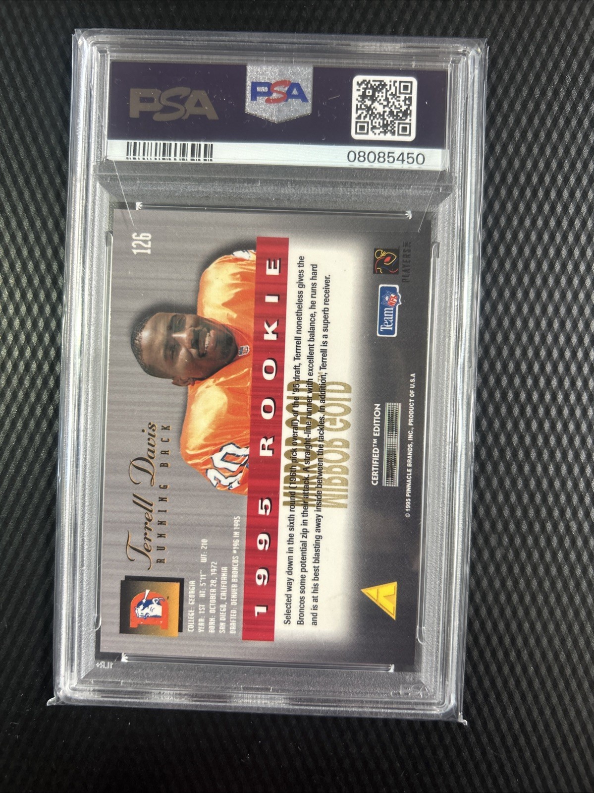 Terrell Davis 1995 Select Certified “Mirror Gold” PSA 9 Mint Rookie Card HOF