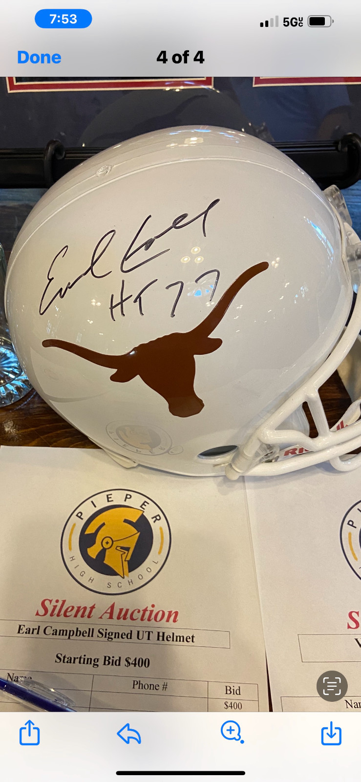 Earl Campbell signed Texas longhorn helmet