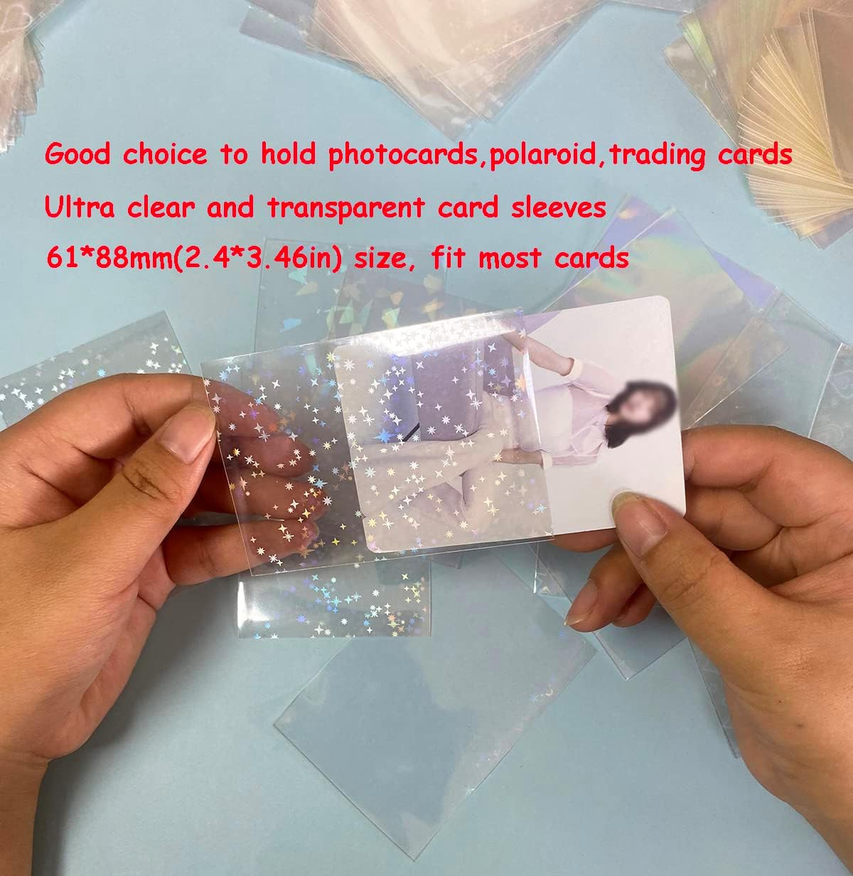 300 Pcs Kpop Photocard Sleeves Laser Flashing Card Sleeves Heart Star Glass Gems