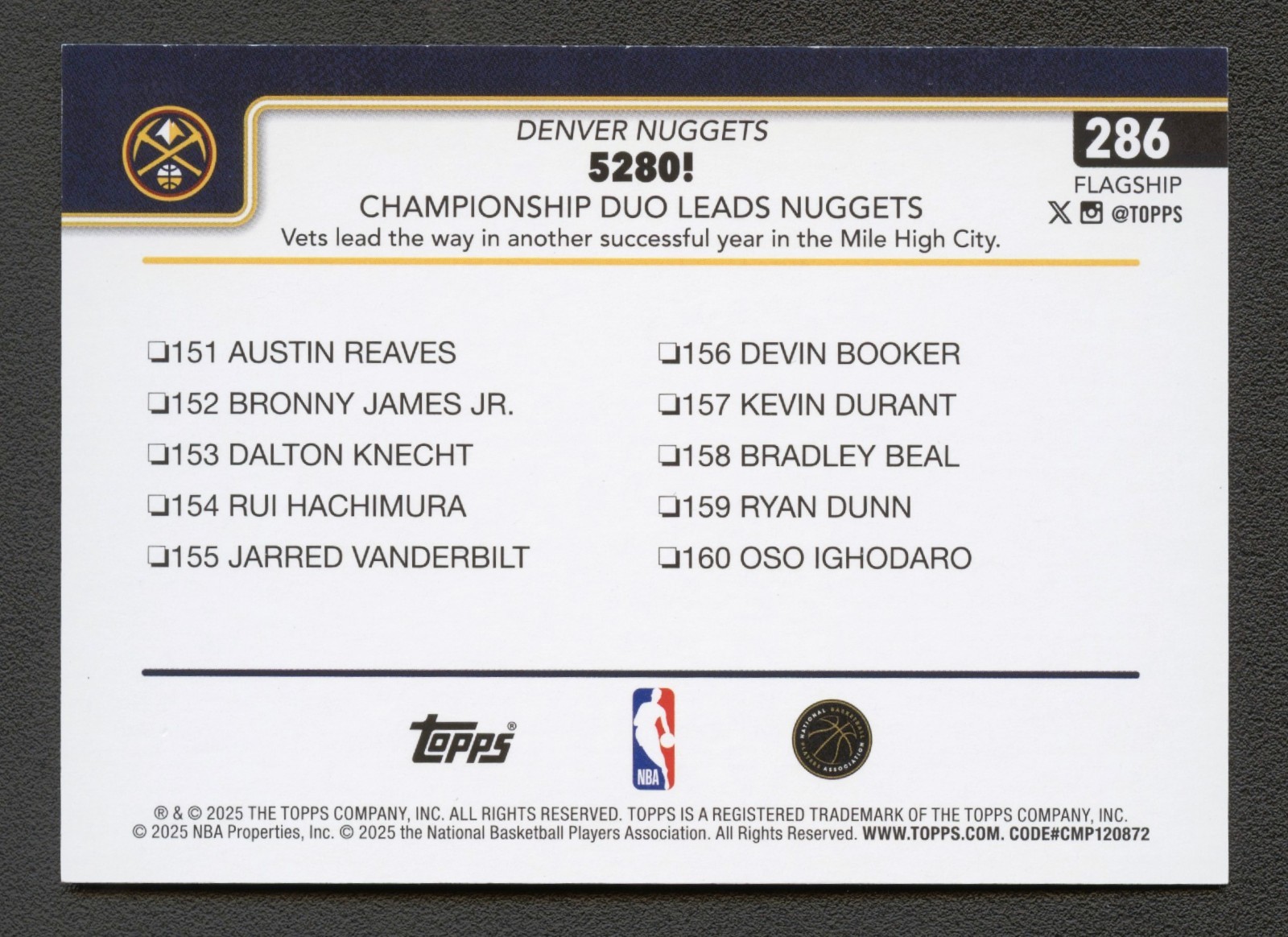 NIKOLA JOKIC + JAMAL MURRAY 2025 TOPPS FLAGSHIP #286 CHAMPIONSHIP DUO RED #4/5