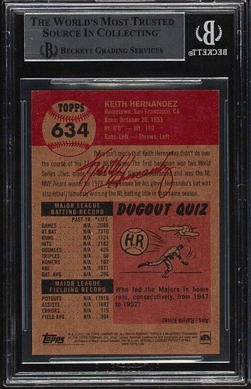 2023 Topps Living #634 Keith Hernandez Beckett Authentic Auto Signed Not PSA