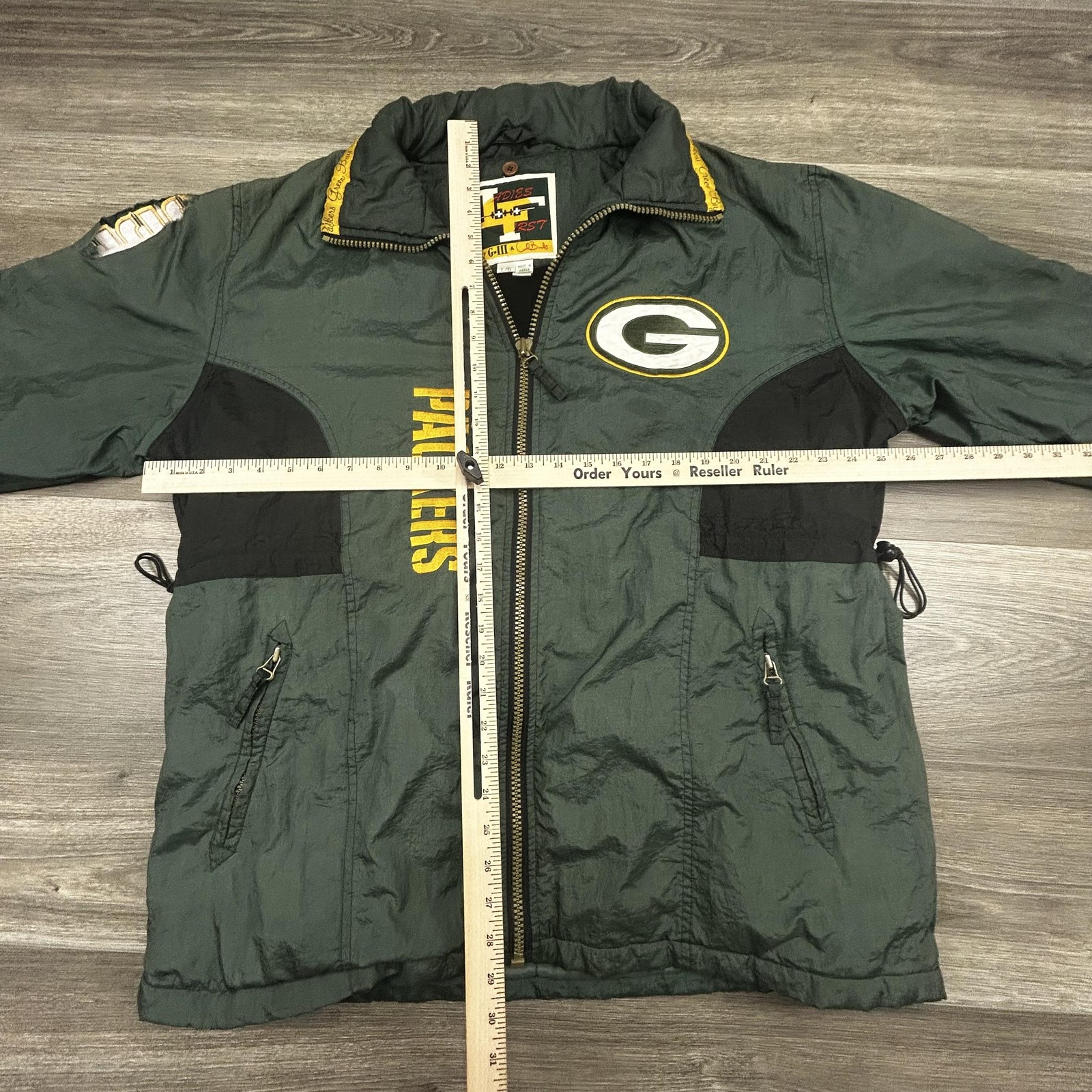 Vintage Green Bay Packers Jacket Womens Large Green NFL Football G-III Coat 90s