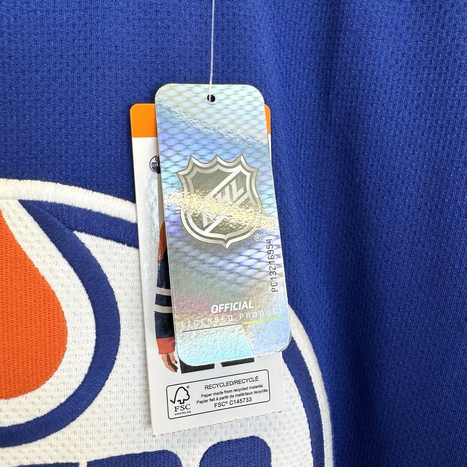 NWT Edmonton Oilers NHL Hockey Jersey Mens XXL 2XL Blue Home Blank