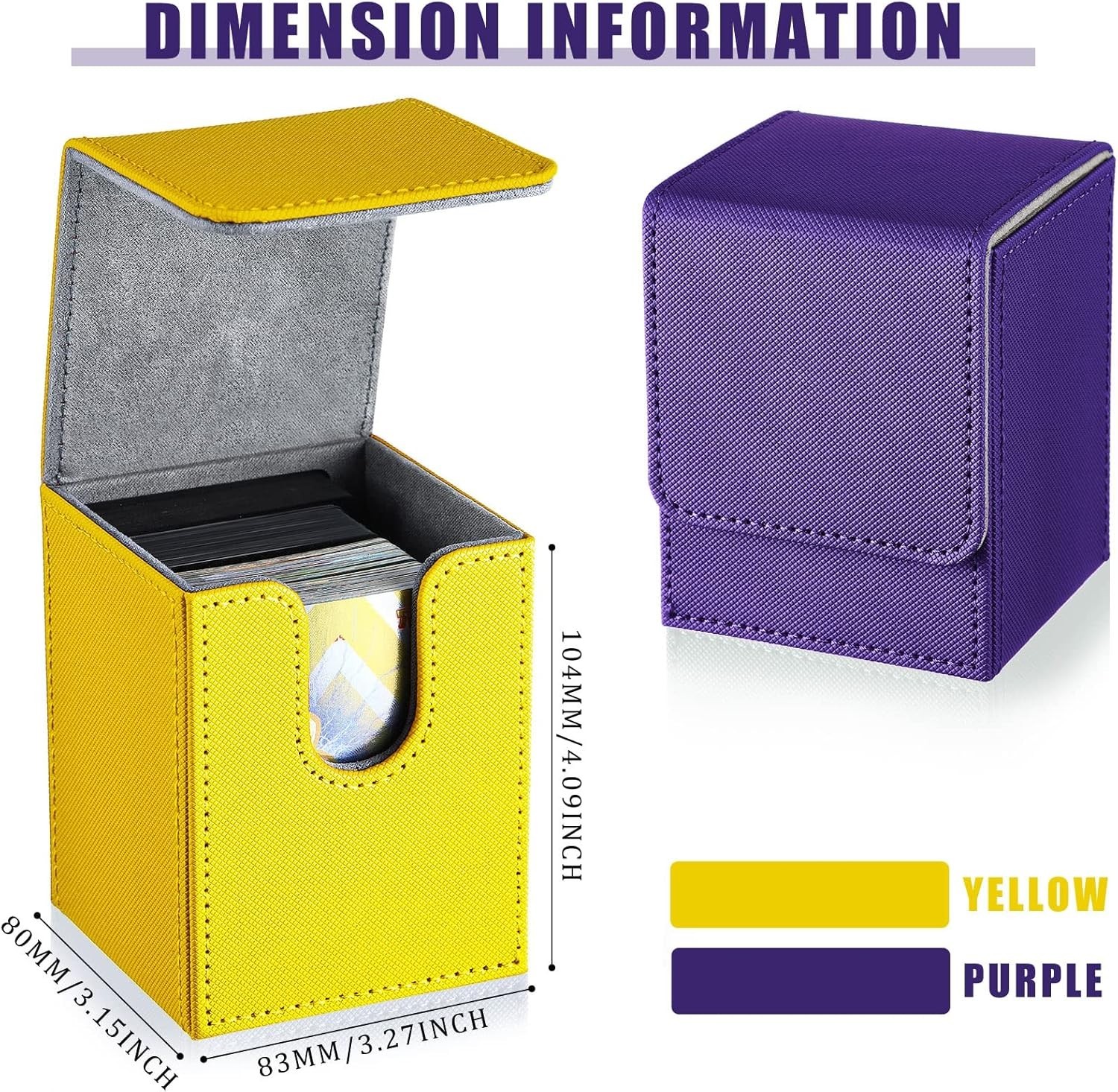 Leather Deck Card Boxes Large Capacity Portable Stackable for Trading Games