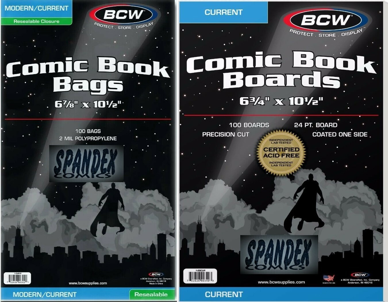 100 BCW Current Boards & 2-Mil Current Resealable Polypropylene Comic Bags