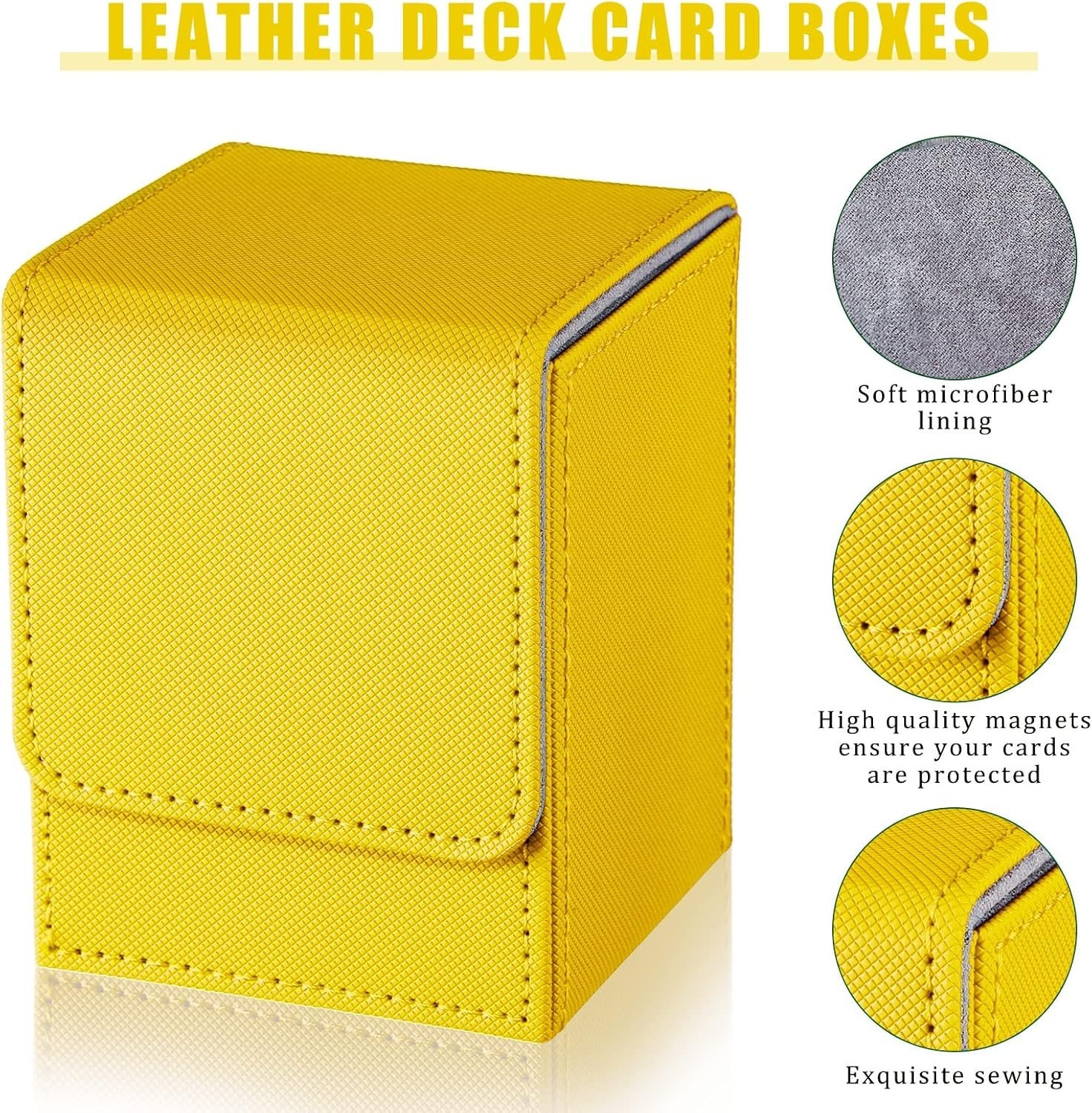 Leather Deck Card Boxes Large Capacity Portable Stackable for Trading Games