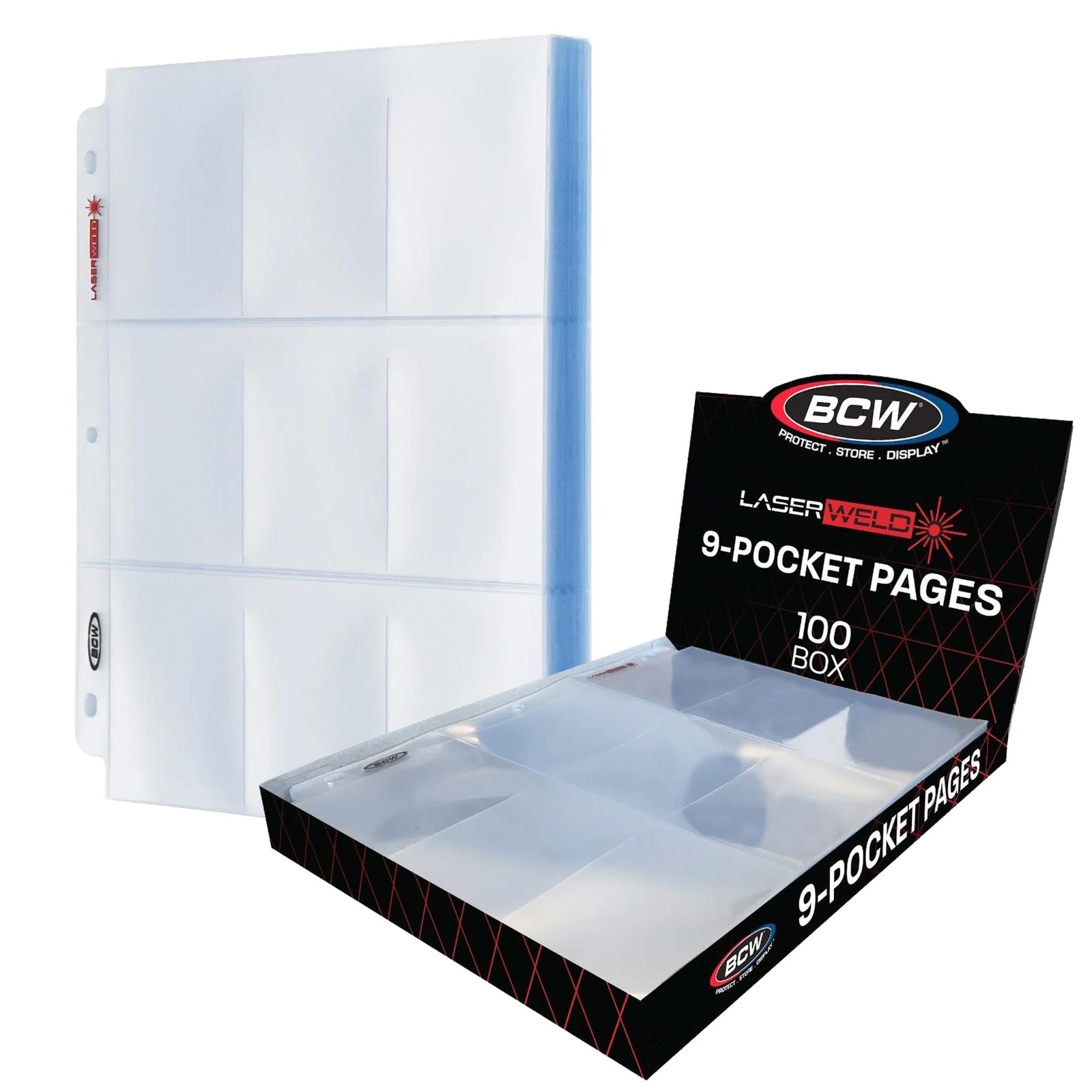 LaserWeld 9 Pocket Pages – 100 Page Pack | Glass-Like Clear Flat Lay | Premiu…