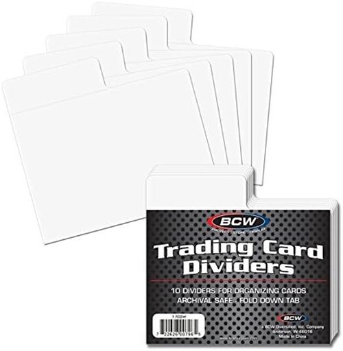 5 PACKS BCW TRADING CARD DIVIDERS Horizontal Fits Single Row Card Storage Boxes