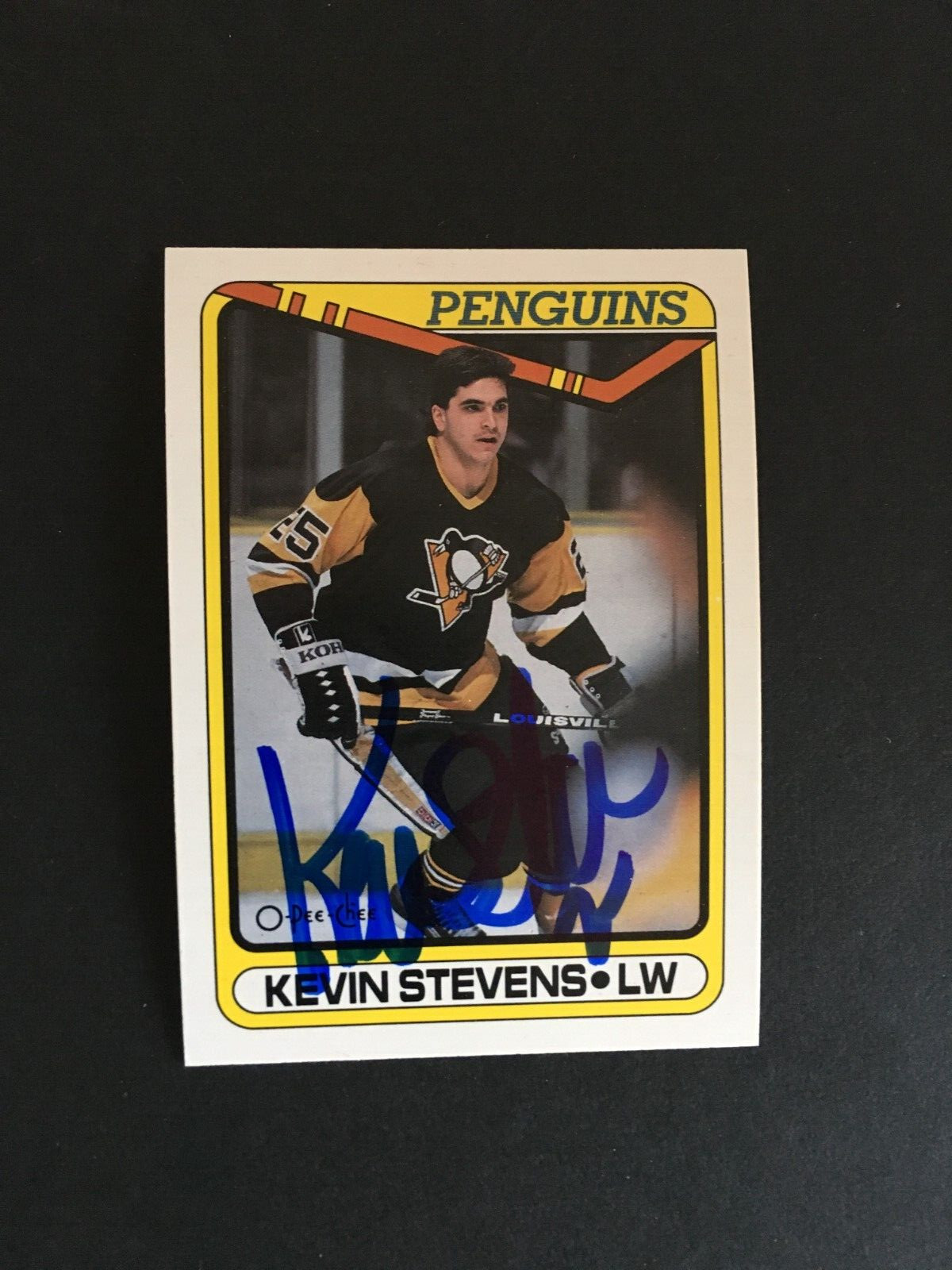 1990-91 O-PEE-CHEE #360 KEVIN STEVENS AUTOGRAPHED ROOKIE CARD